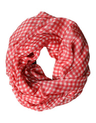 Dolce & Gabbana Red Checkered Silk Neck Wrap Shawl Scarf