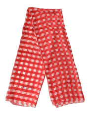 Dolce & Gabbana Red Checkered Stole Neck Wrap Shawl Scarf
