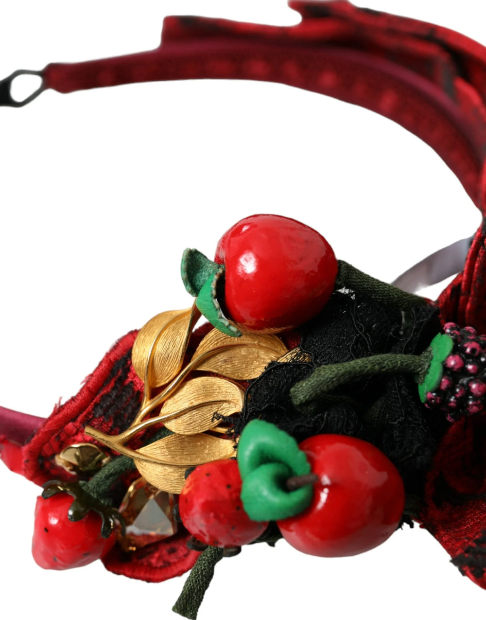 Dolce & Gabbana Red Cherry Sicily Embellished Women Hairband Diadem - Headbands