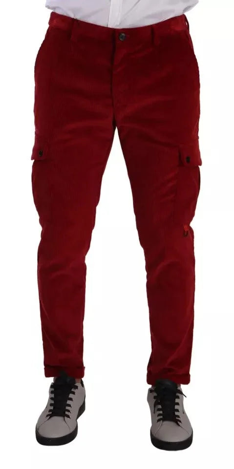 Dolce & Gabbana Red Corduroy Cotton Cargo Skinny Pants - IT48 | M - Cargo Pants