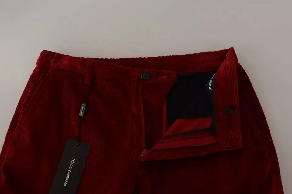 Dolce & Gabbana Red Corduroy Cotton Cargo Skinny Pants - IT48 | M - Cargo Pants