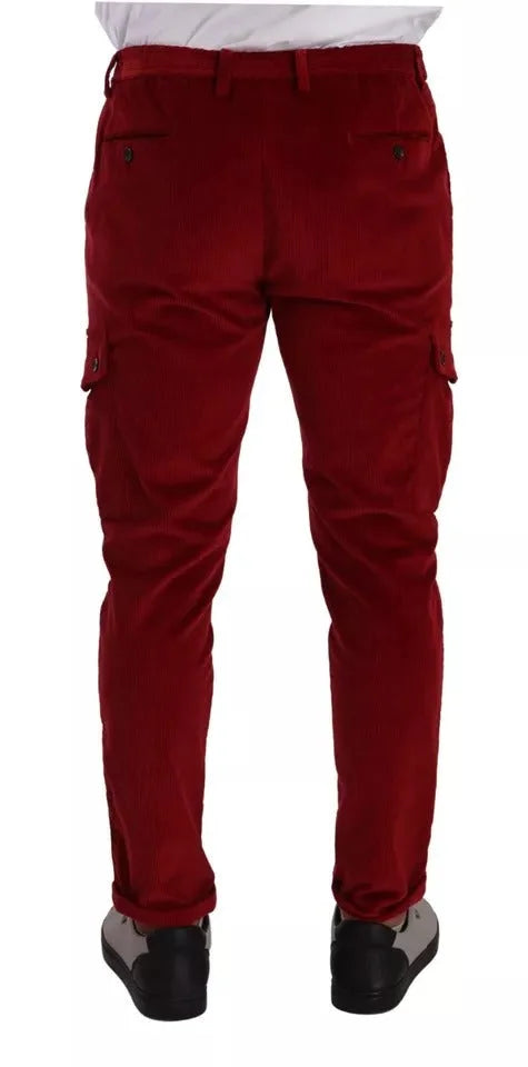 Dolce & Gabbana Red Corduroy Cotton Cargo Skinny Pants - IT48 | M - Cargo Pants
