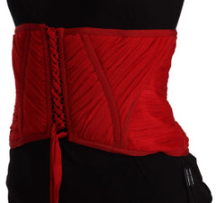 Dolce & Gabbana Red Corset Belt Stretch Waist Strap Silk Top - IT36 | XS - Blouses