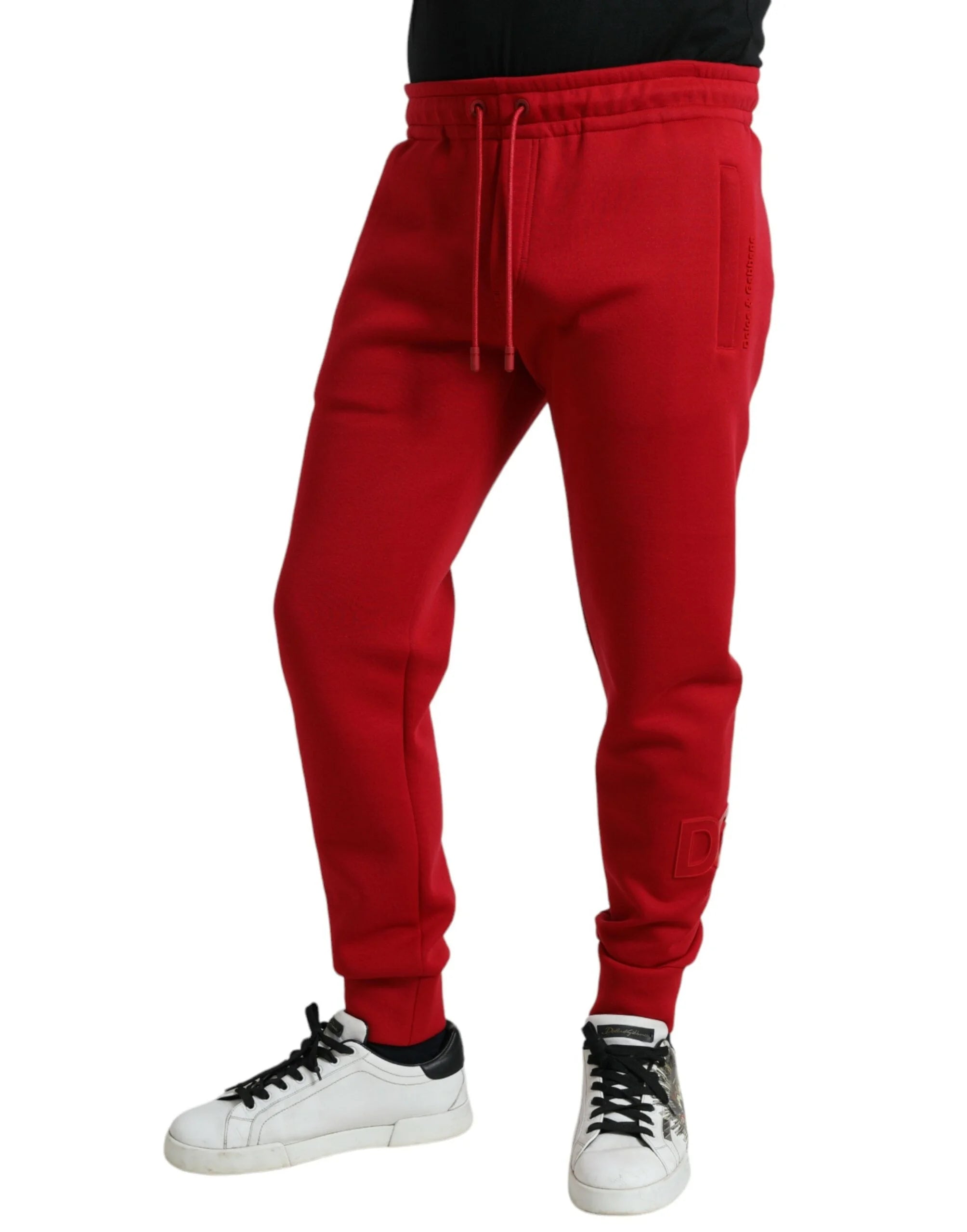 Dolce & Gabbana Red Cotton Blend Skinny Jogger Pants - Joggers