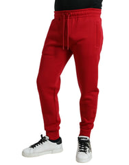 Dolce & Gabbana Red Cotton Blend Skinny Jogger Pants - Joggers