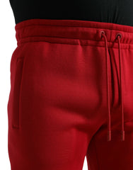 Dolce & Gabbana Red Cotton Blend Skinny Jogger Pants - Joggers