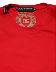 Dolce & Gabbana Red Cotton Crew Neck Short Sleeves Top T-shirt - IT42|M - T-Shirts