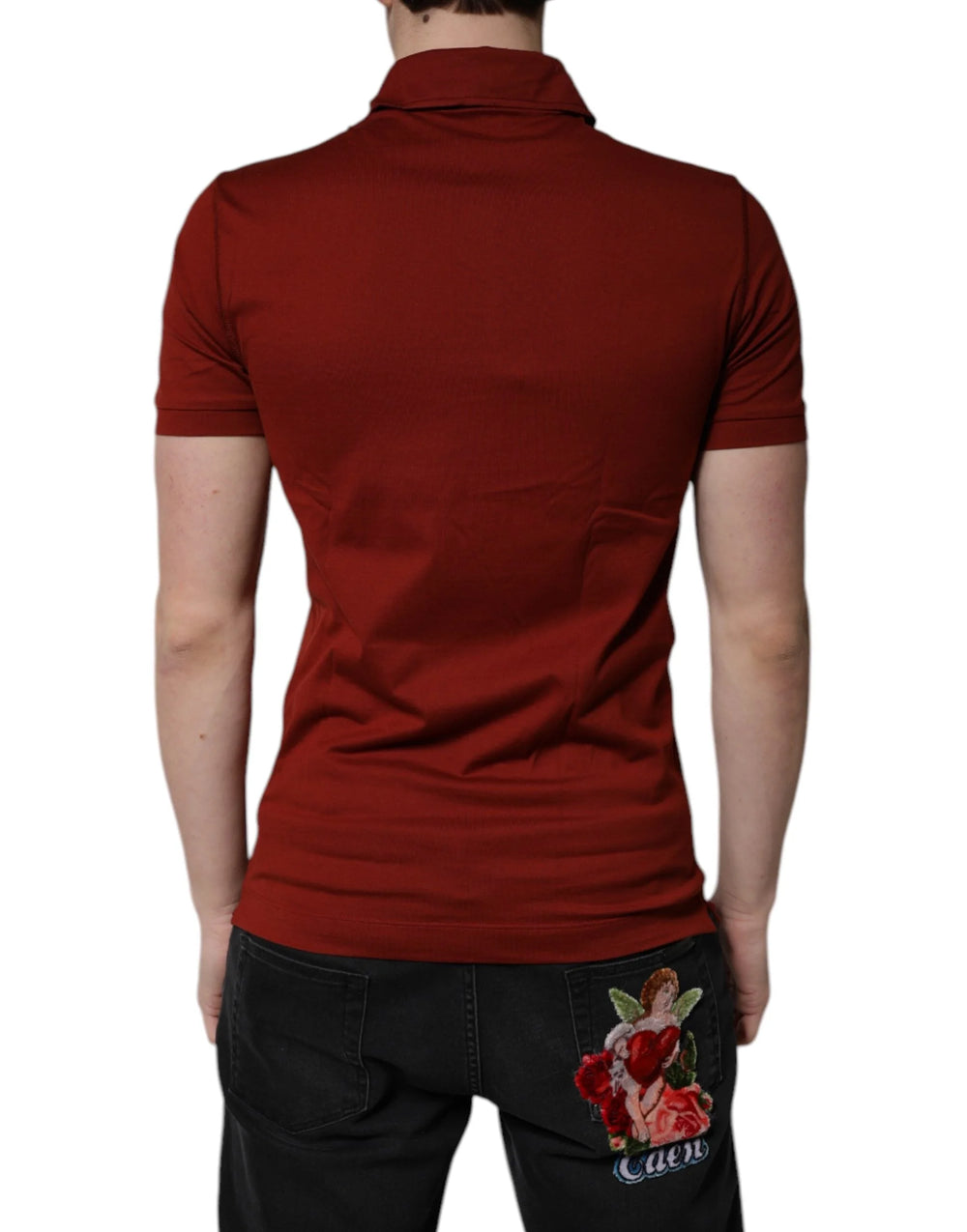 Dolce & Gabbana Red Cotton DG Logo Collared Men Polo T-shirt - Polos