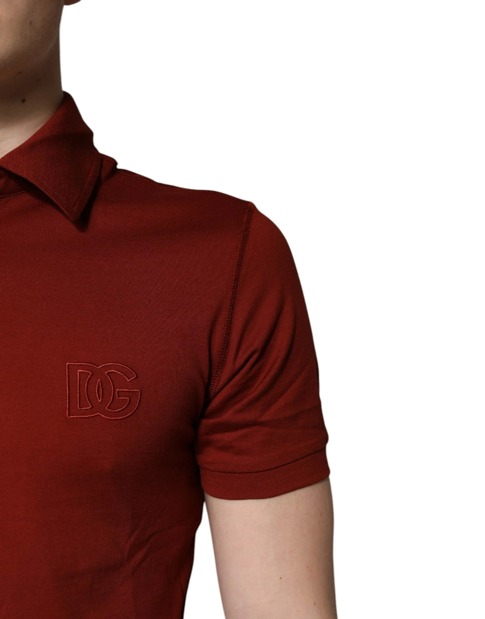 Dolce & Gabbana Red Cotton DG Logo Collared Men Polo T-shirt - Polos