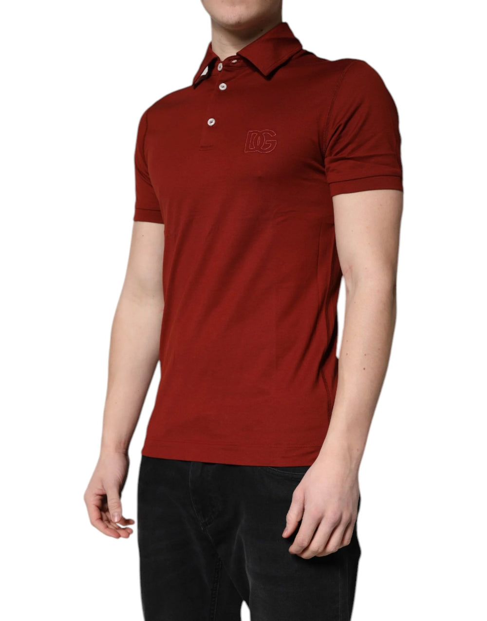 Dolce & Gabbana Red Cotton DG Logo Collared Men Polo T-shirt - Polos