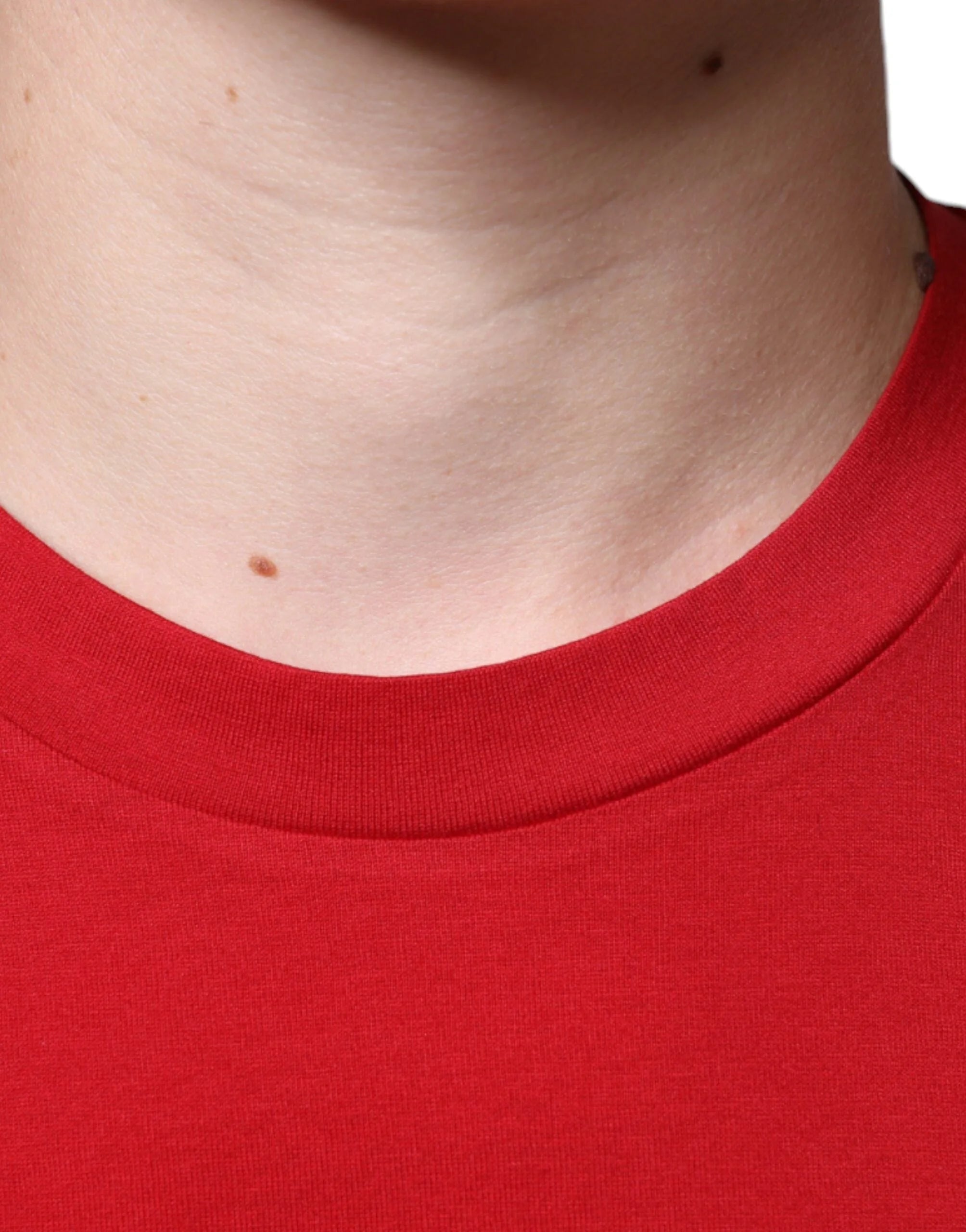 Dolce & Gabbana Red Cotton DG Logo Print Crew Neck T-shirt - IT46 | S - T-Shirts