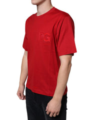 Dolce & Gabbana Red Cotton DG Logo Print Crew Neck T-shirt - IT46 | S - T-Shirts