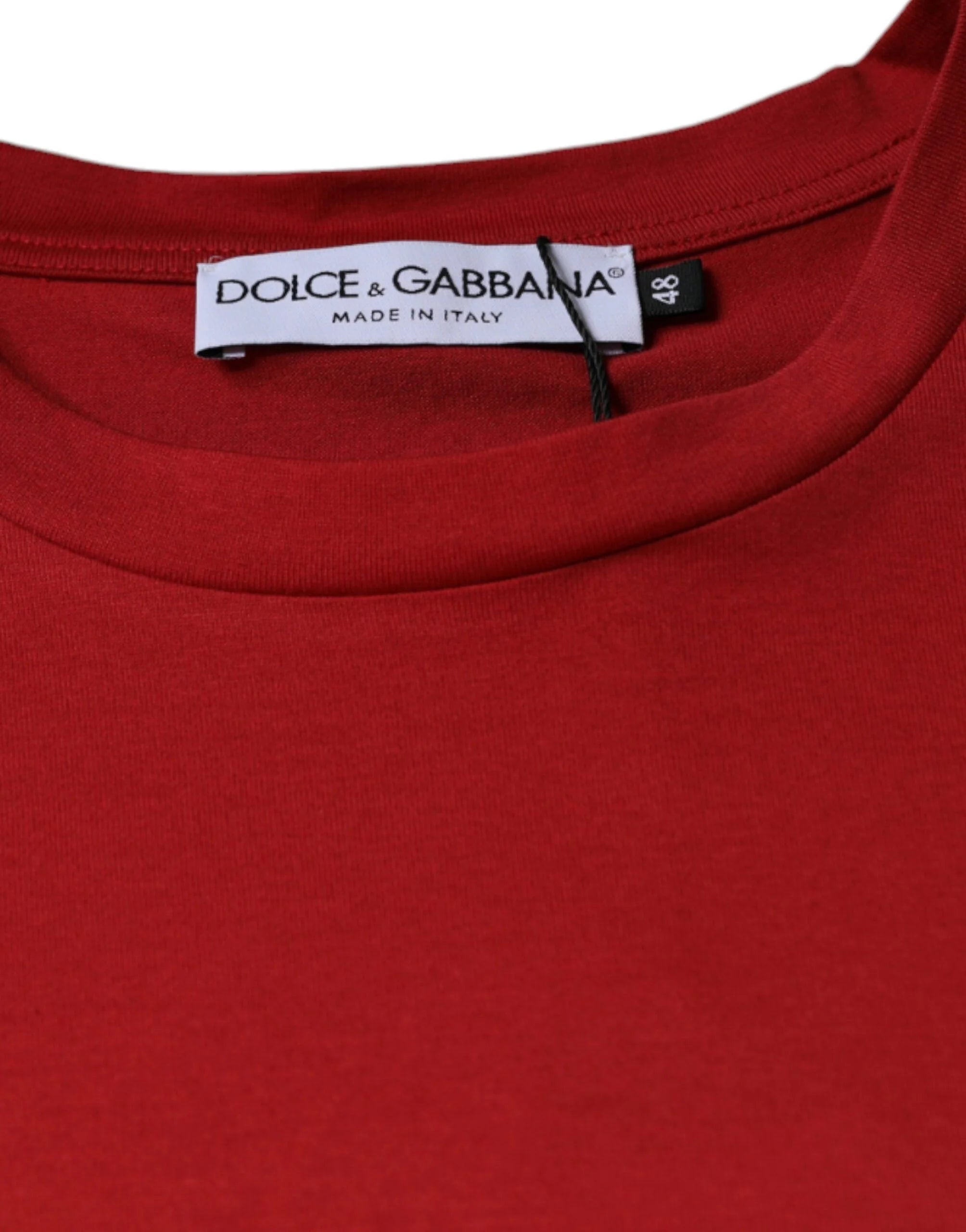 Dolce & Gabbana Red Cotton DG Logo Print Crew Neck T-shirt - IT48 | M - T-Shirts