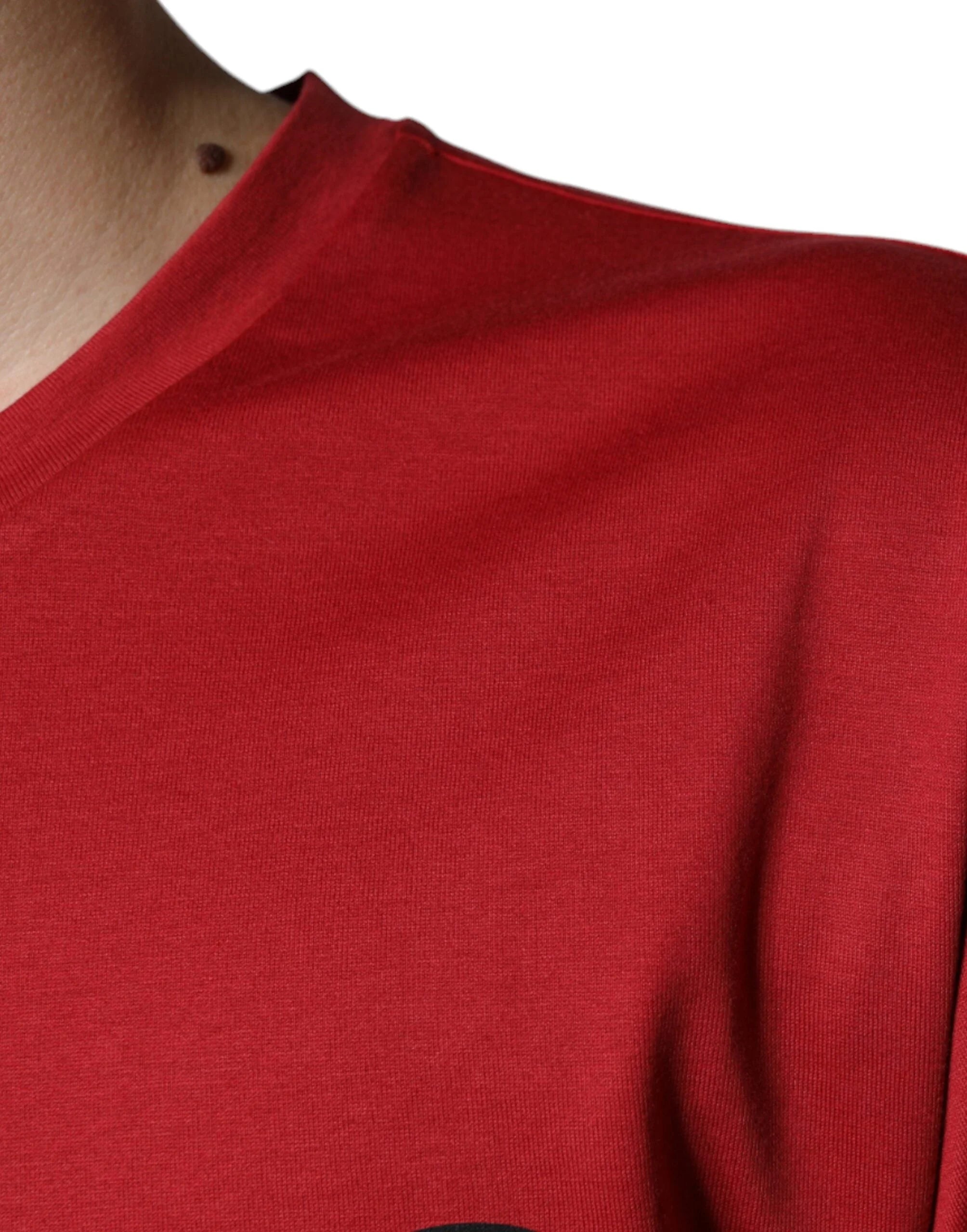 Dolce & Gabbana Red Cotton DG Logo Print Crew Neck T-shirt - IT48 | M - T-Shirts