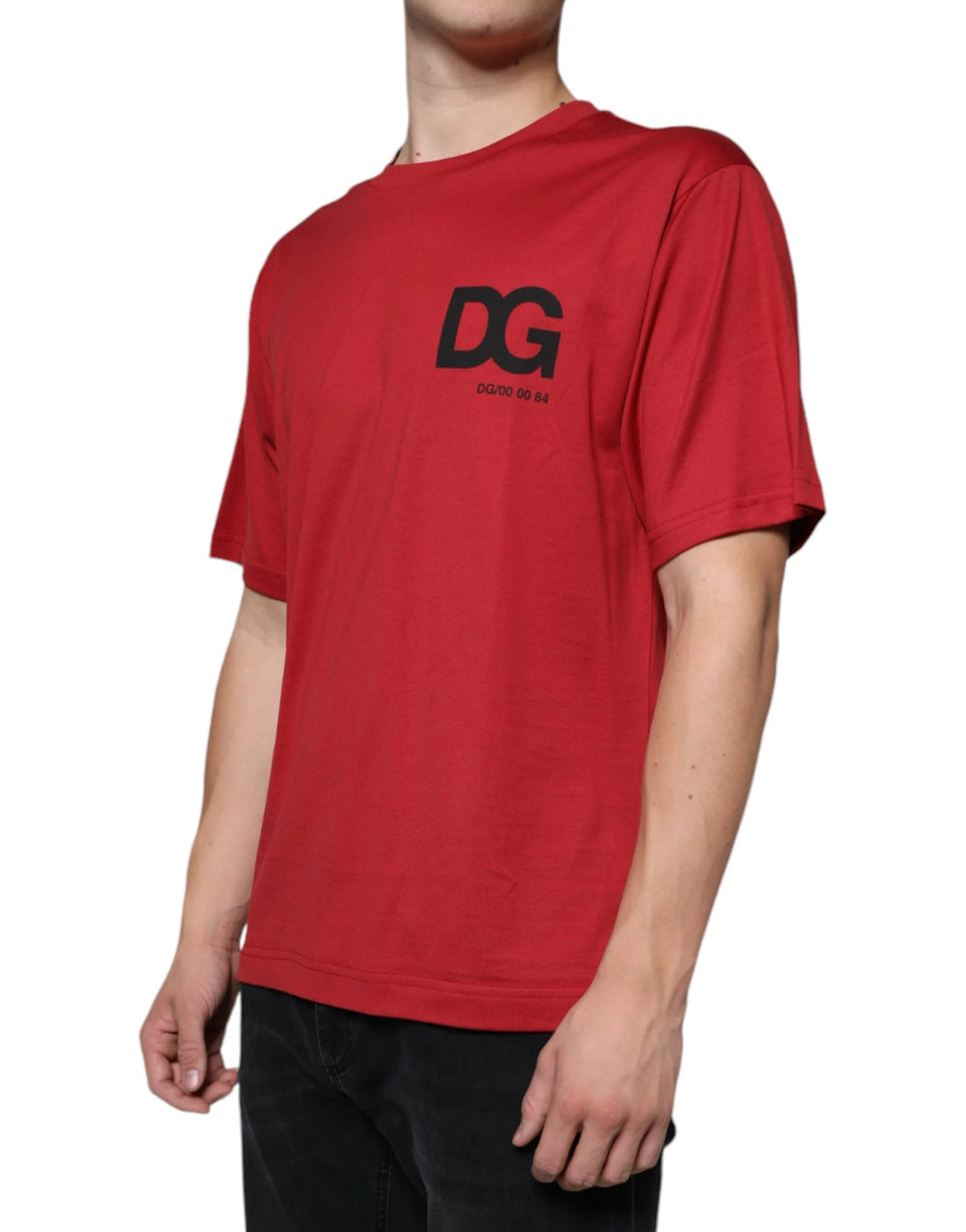 Dolce & Gabbana Red Cotton DG Logo Print Crew Neck T-shirt - IT48 | M - T-Shirts
