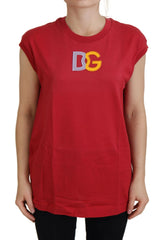 Dolce & Gabbana Red Cotton DG Logo Tank Top T-shirt - Tank Tops