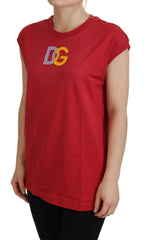 Dolce & Gabbana Red Cotton DG Logo Tank Top T-shirt - Tank Tops