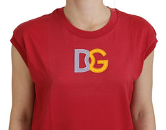 Dolce & Gabbana Red Cotton DG Logo Tank Top T-shirt - Tank Tops