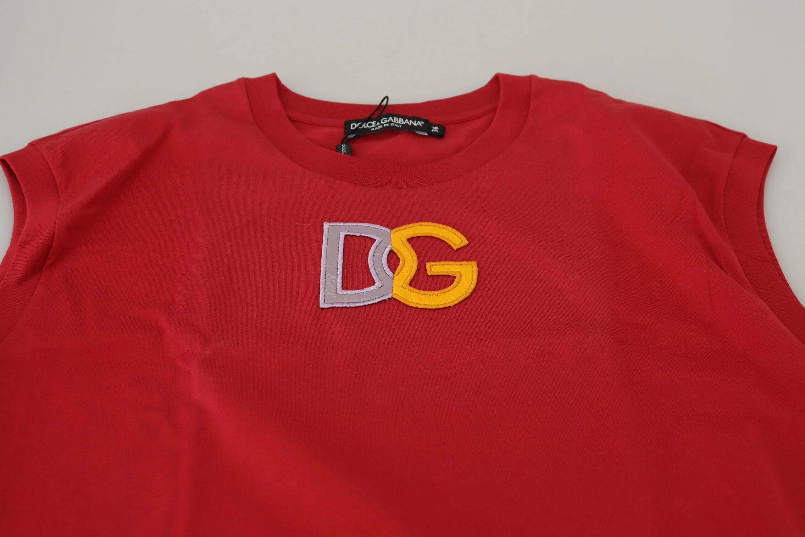 Dolce & Gabbana Red Cotton DG Logo Tank Top T-shirt - Tank Tops