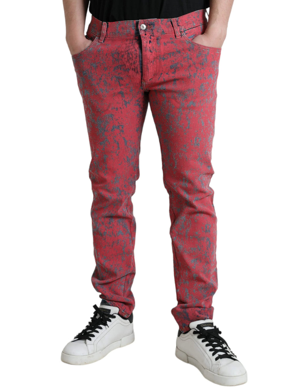 Dolce & Gabbana Red Cotton Dye Slim Fit Men Denim Jeans - IT48 | M - Jeans