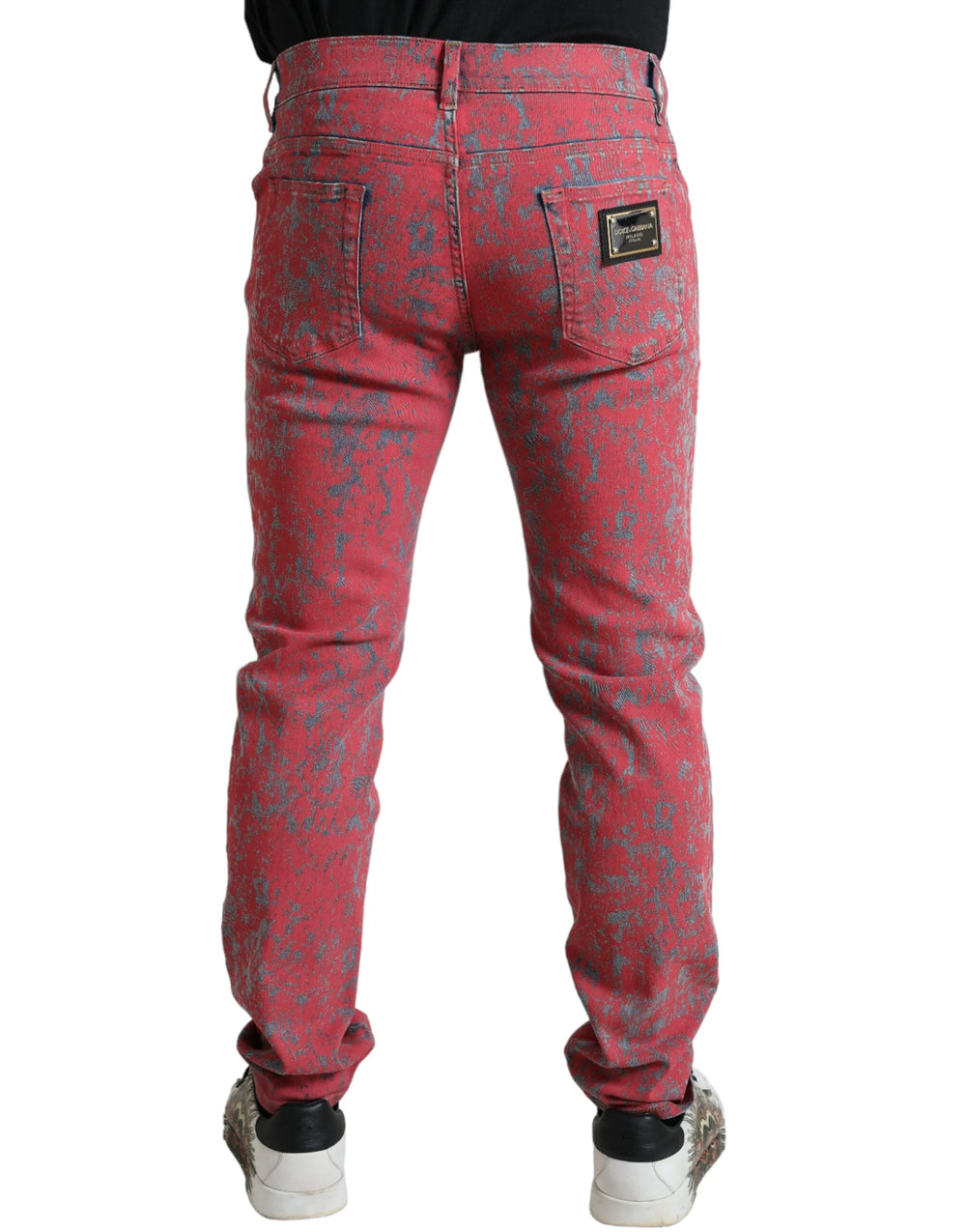 Dolce & Gabbana Red Cotton Dye Slim Fit Men Denim Jeans - IT48 | M - Jeans