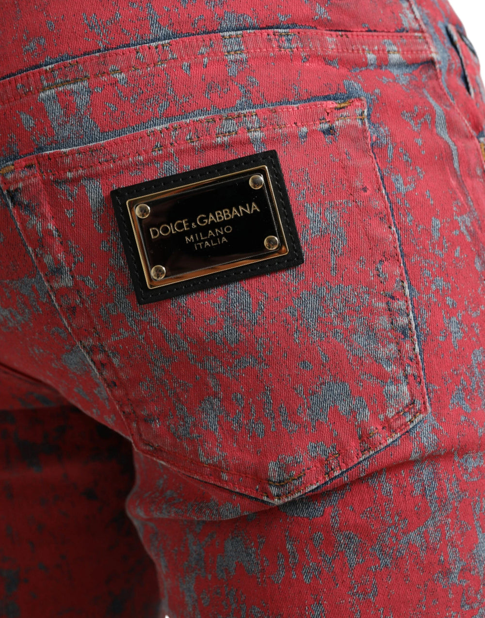 Dolce & Gabbana Red Cotton Dye Slim Fit Men Denim Jeans - IT48 | M - Jeans