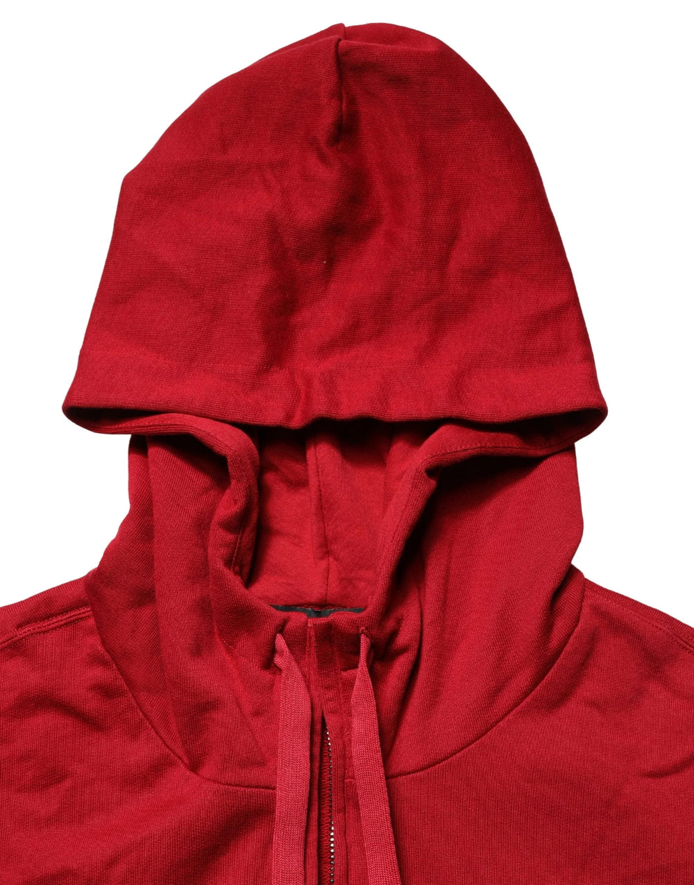 Dolce & Gabbana Red Cotton Full Zip Fleece Men Hoodie Sweater - IT48 | M