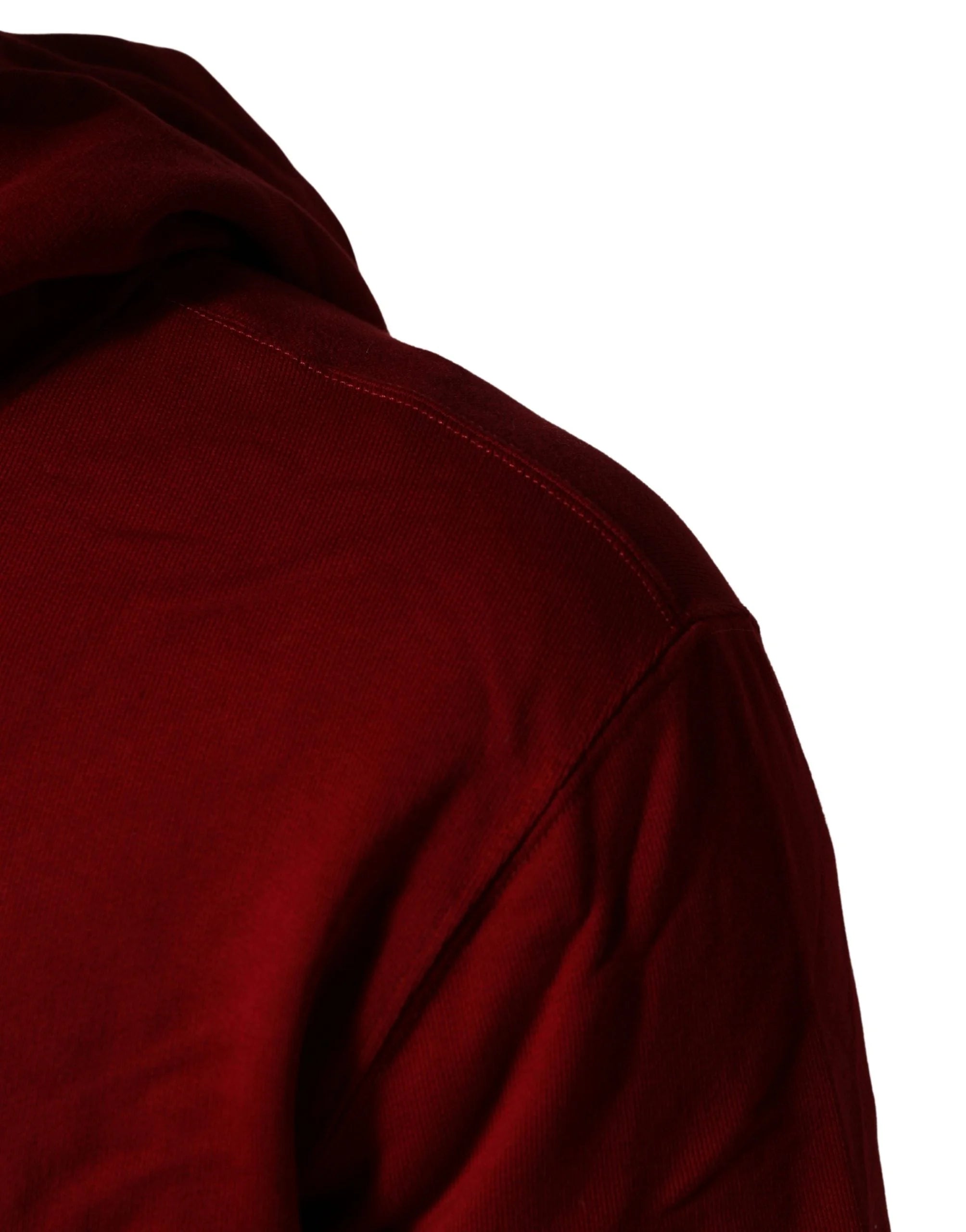 Dolce & Gabbana Red Cotton Full Zip Fleece Men Hoodie Sweater - IT48 | M