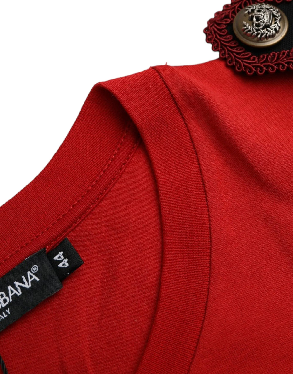 Dolce & Gabbana Red Cotton Graphic Print Crew Neck T-shirt - T-Shirts