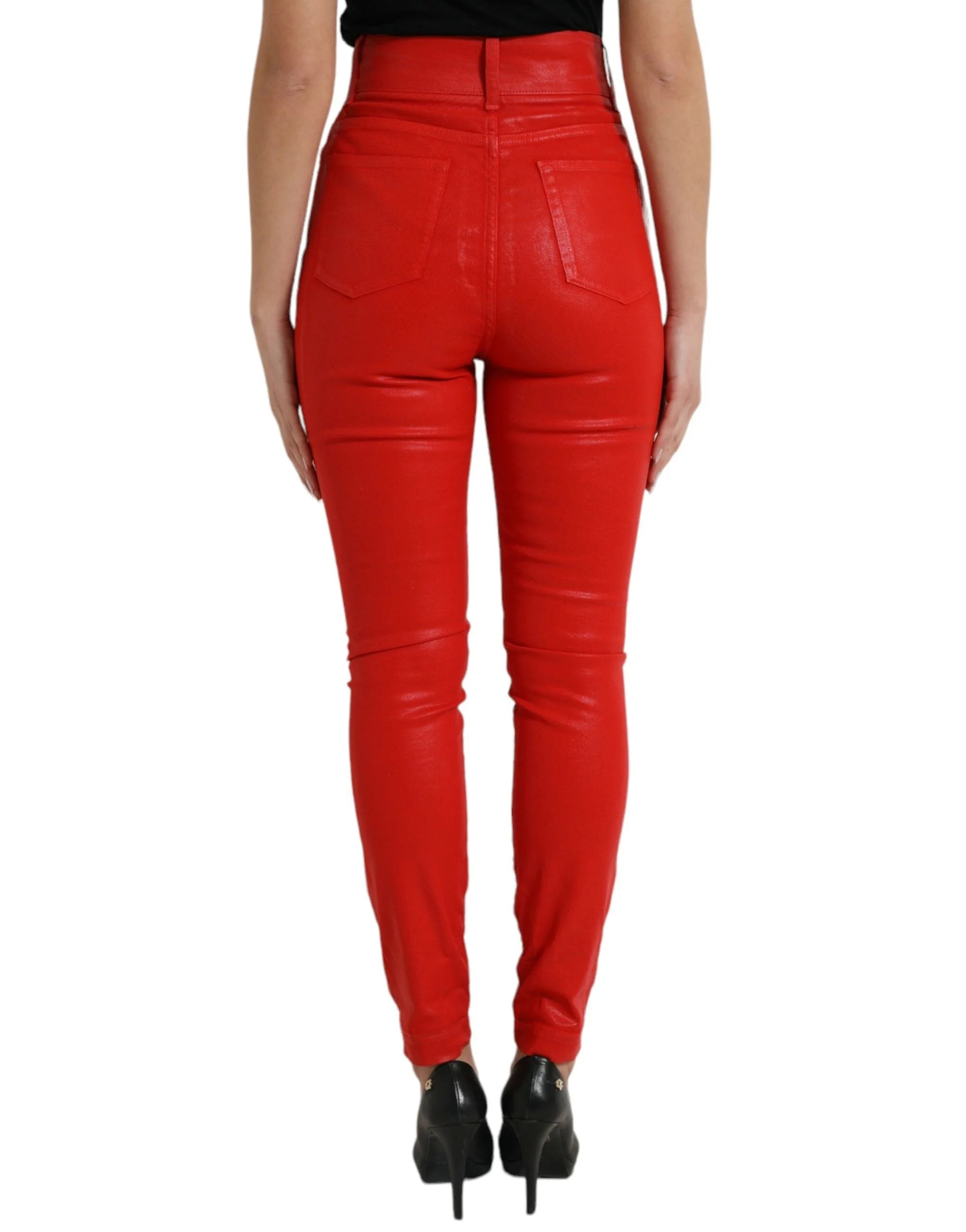 Dolce & Gabbana Red Cotton High Waist Skinny Denim Jeans - IT40|S - Jeans
