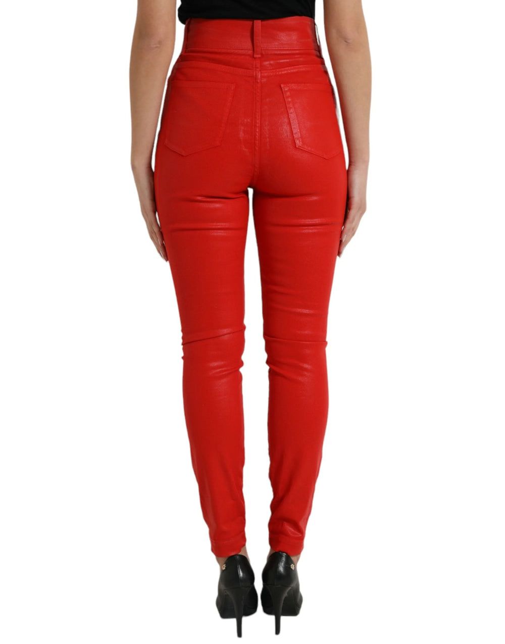 Dolce & Gabbana Red Cotton High Waist Skinny Denim Jeans - IT40|S - Jeans