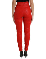 Dolce & Gabbana Red Cotton High Waist Skinny Denim Jeans - IT40|S - Jeans