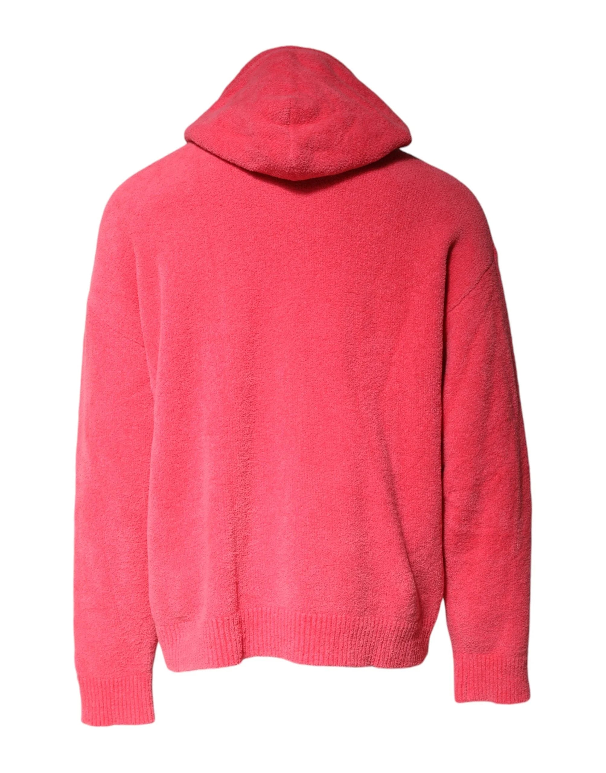 Dolce & Gabbana Red Cotton Knit Hooded Men Pullover Sweater - IT50 | L - Hoodies