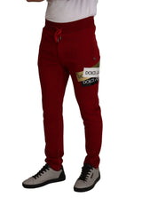Dolce & Gabbana Red Cotton Logo Patch Sweatpants Jogging Pants - IT44 | XS - Joggers