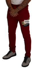 Dolce & Gabbana Red Cotton Logo Patch Sweatpants Jogging Pants - IT44 | XS - Joggers