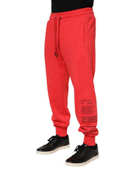 Dolce & Gabbana Red Cotton Men Jogger Sweatpants Pants - IT48 | M