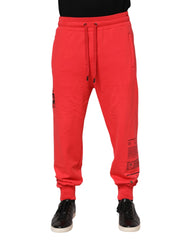 Dolce & Gabbana Red Cotton Men Jogger Sweatpants Pants - IT48 | M