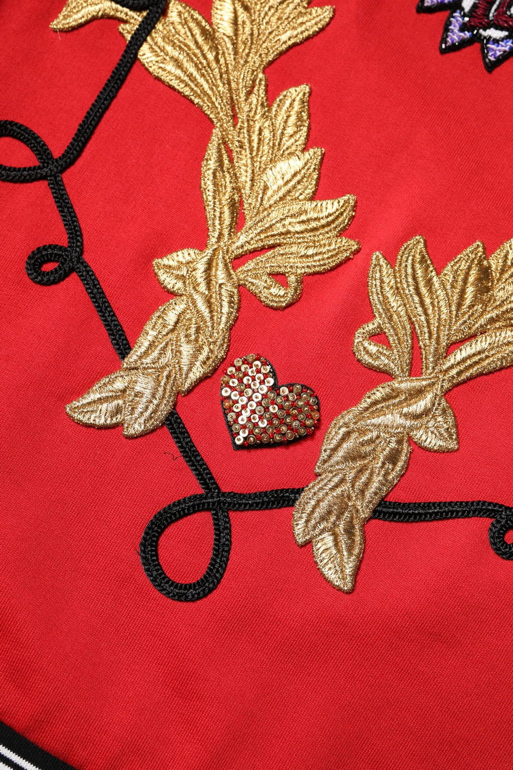 Dolce & Gabbana Red Cotton Queen Sequined Pullover Sweater - IT40|S - Sweaters