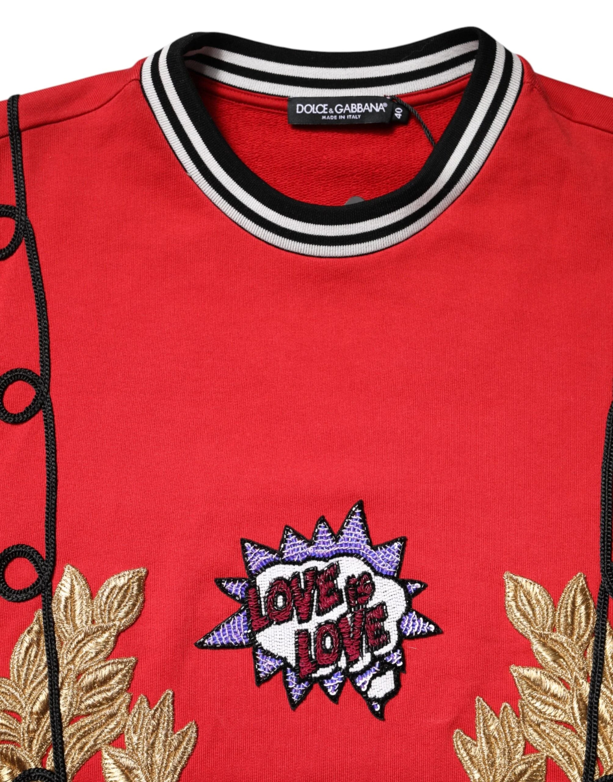 Dolce & Gabbana Red Cotton Queen Sequined Pullover Sweater - IT40|S - Sweaters