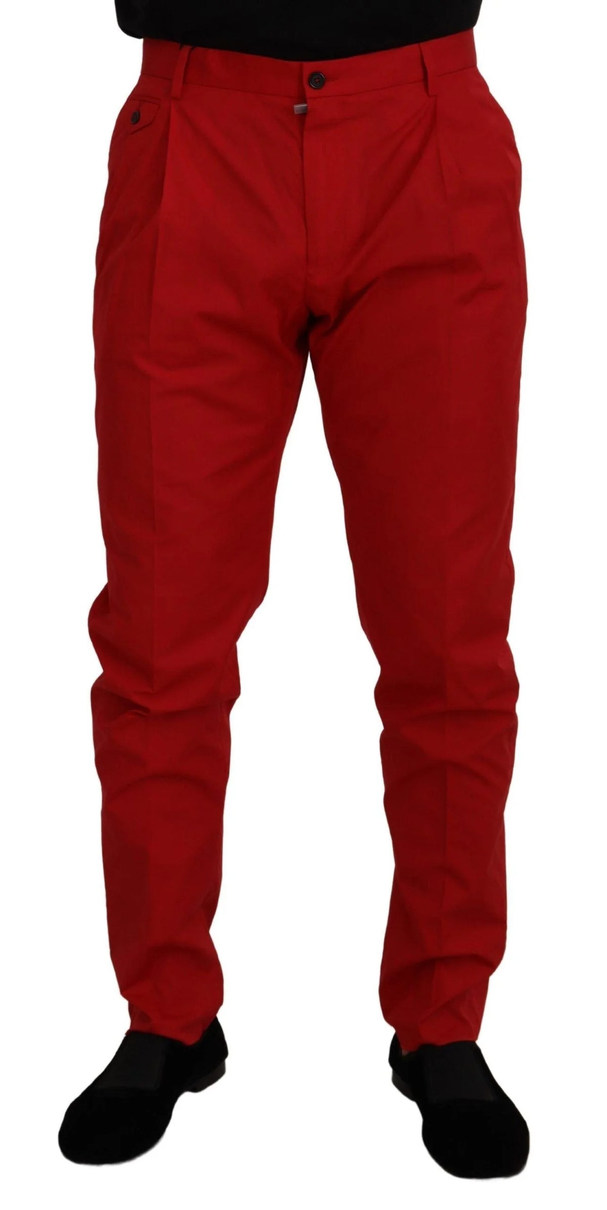 Dolce & Gabbana Red Cotton Slim Fit Trousers Chinos Pants - Chinos