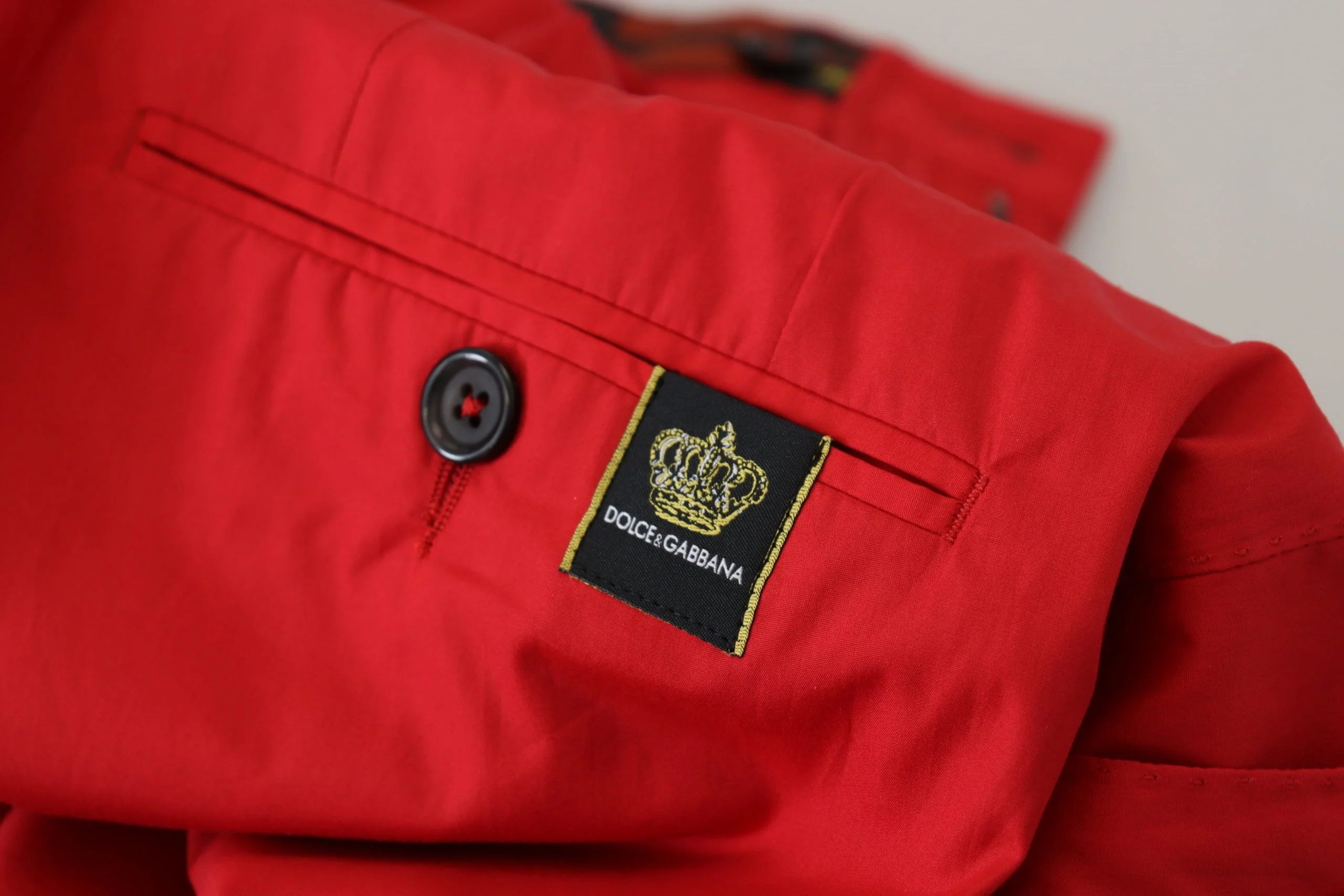 Dolce & Gabbana Red Cotton Slim Fit Trousers Chinos Pants - Chinos