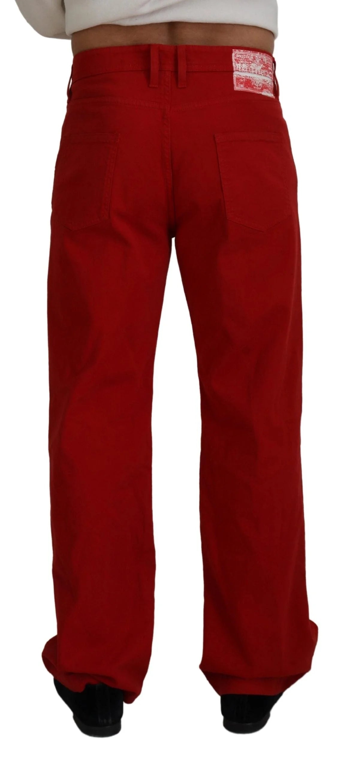 Dolce & Gabbana Red Cotton Straight Fit Men Denim Jeans - IT46 | S - Jeans