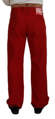 Dolce & Gabbana Red Cotton Straight Fit Men Denim Jeans - IT46 | S - Jeans