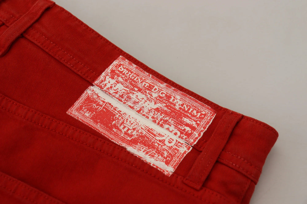 Dolce & Gabbana Red Cotton Straight Fit Men Denim Jeans - IT46 | S - Jeans