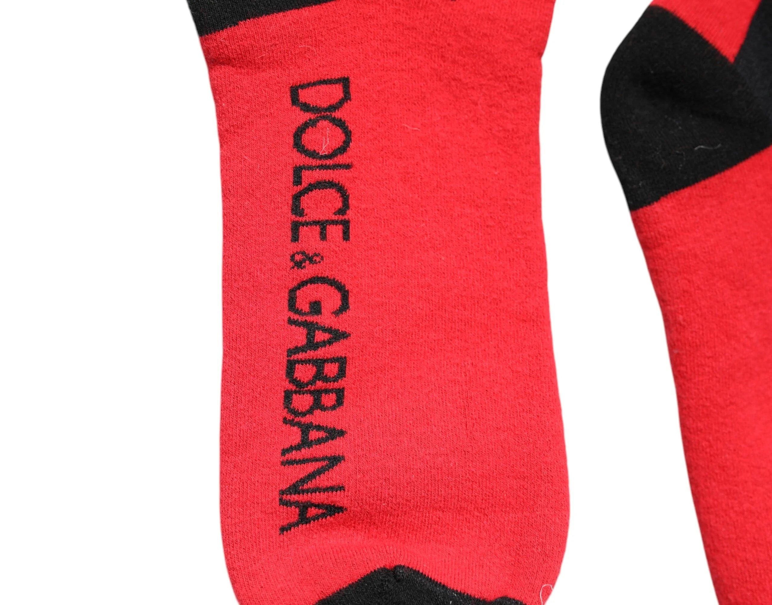 Dolce & Gabbana Red Cotton Stretch Printed Socks - L - Heel Socks