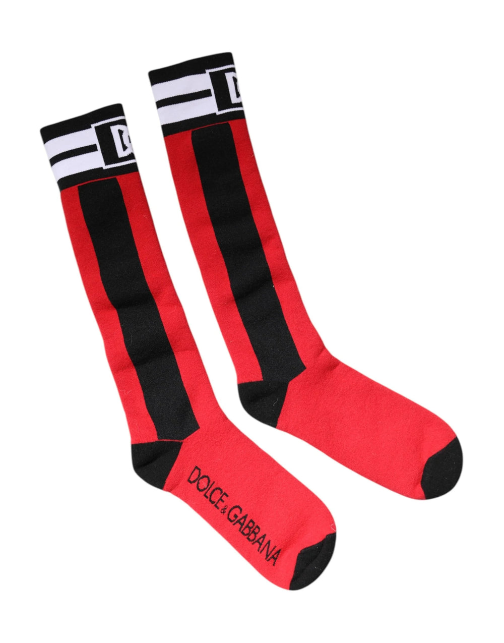 Dolce & Gabbana Red Cotton Stretch Printed Socks - L - Heel Socks