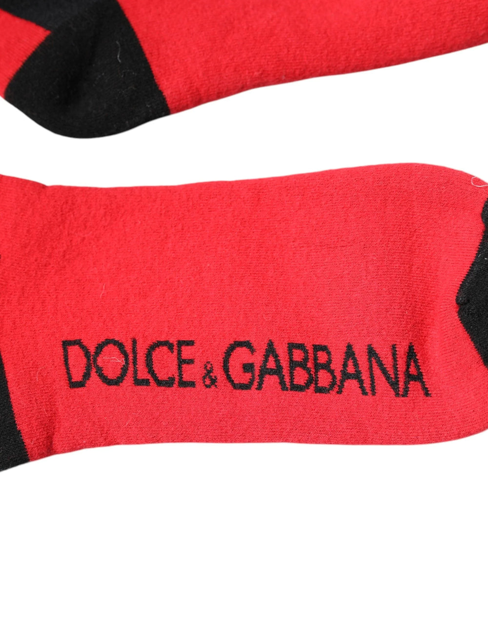 Dolce & Gabbana Red Cotton Stretch Printed Socks - L - Heel Socks