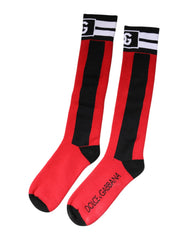 Dolce & Gabbana Red Cotton Stretch Printed Socks - L - Heel Socks