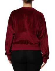 Dolce & Gabbana Red Cotton Velvet Crew Neck Pullover Sweater - Sweaters