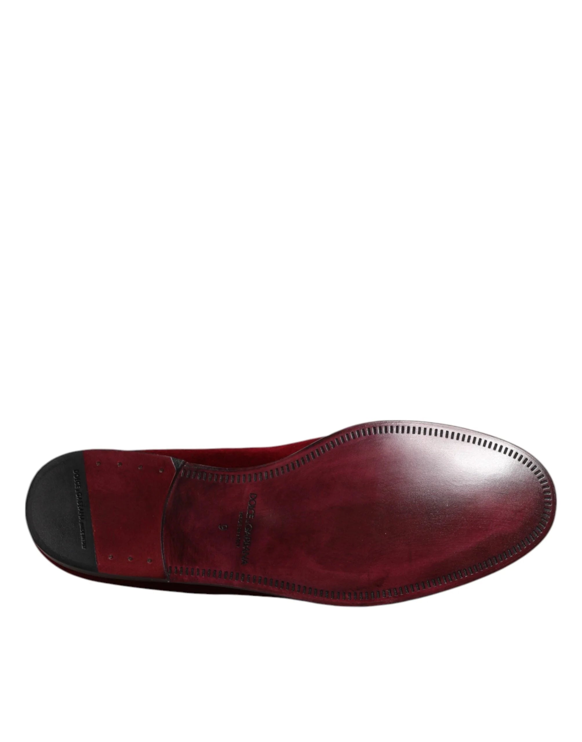 Dolce & Gabbana Red Cotton Velvet Slip On Loafers Formal Shoes - EU42/US9 - Flats